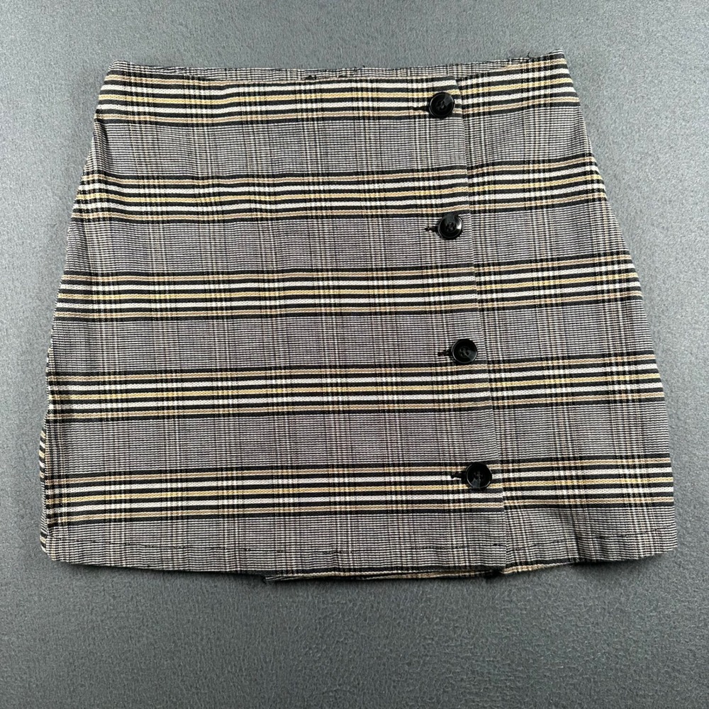 Volcom Wrap Mini Skirt Womens Small Plaid  with Button‎ Detail Y2K Bohocore
